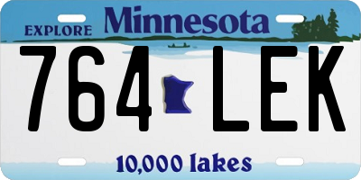 MN license plate 764LEK