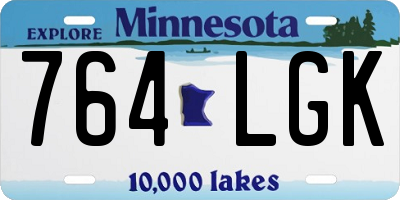 MN license plate 764LGK