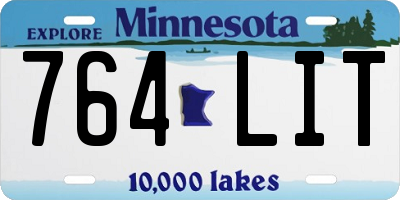 MN license plate 764LIT