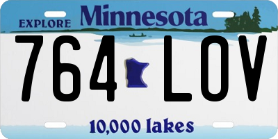 MN license plate 764LOV
