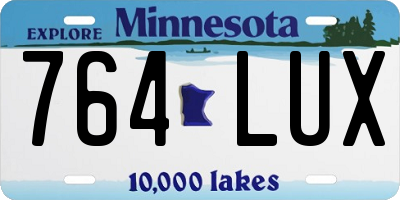 MN license plate 764LUX