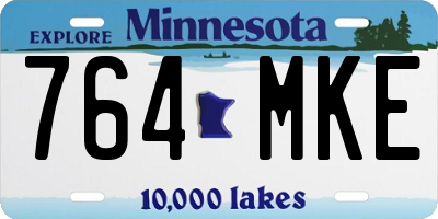 MN license plate 764MKE