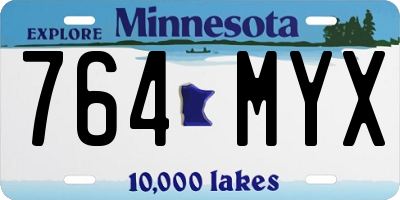 MN license plate 764MYX