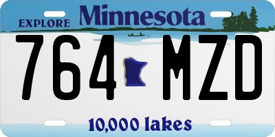 MN license plate 764MZD
