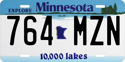 MN license plate 764MZN