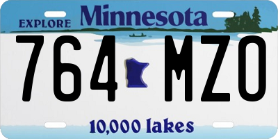 MN license plate 764MZO