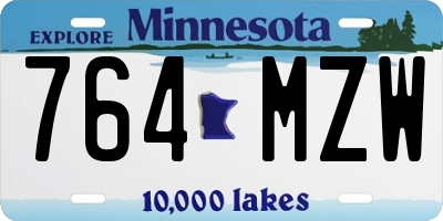 MN license plate 764MZW