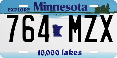 MN license plate 764MZX