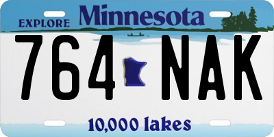 MN license plate 764NAK