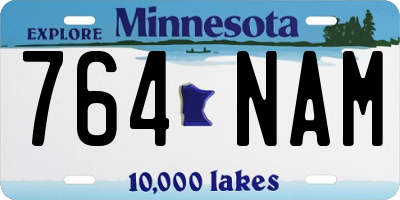 MN license plate 764NAM