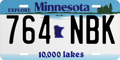 MN license plate 764NBK