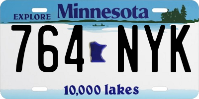 MN license plate 764NYK