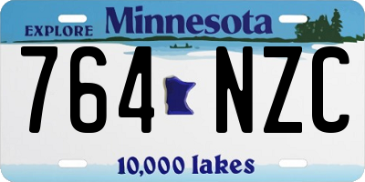 MN license plate 764NZC