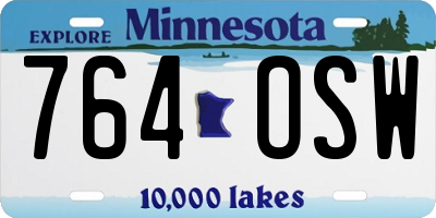 MN license plate 764OSW