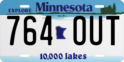 MN license plate 764OUT