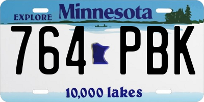 MN license plate 764PBK