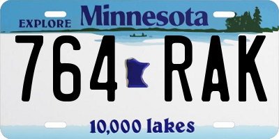 MN license plate 764RAK