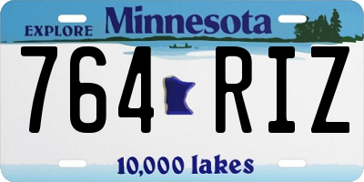 MN license plate 764RIZ