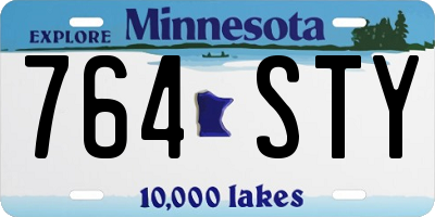 MN license plate 764STY