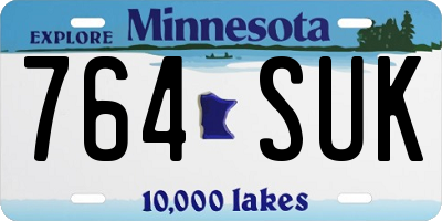 MN license plate 764SUK