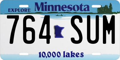MN license plate 764SUM