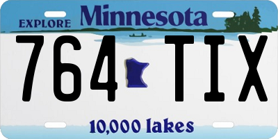 MN license plate 764TIX