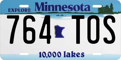 MN license plate 764TOS