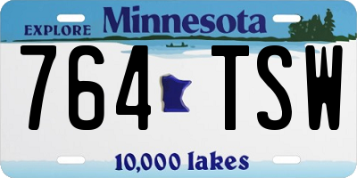 MN license plate 764TSW
