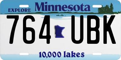 MN license plate 764UBK
