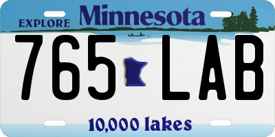 MN license plate 765LAB
