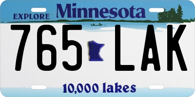 MN license plate 765LAK