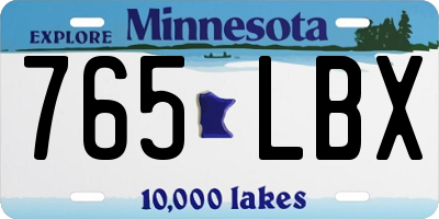 MN license plate 765LBX