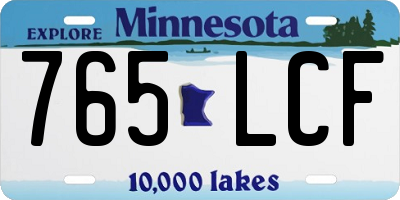 MN license plate 765LCF