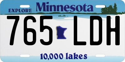 MN license plate 765LDH