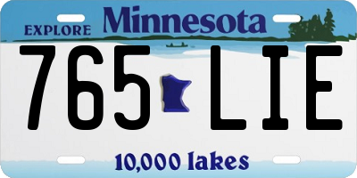 MN license plate 765LIE