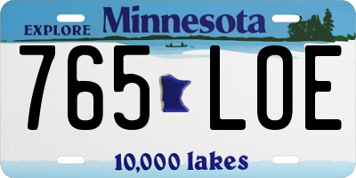 MN license plate 765LOE