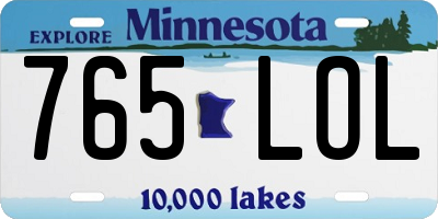 MN license plate 765LOL