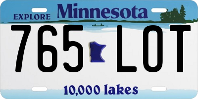 MN license plate 765LOT