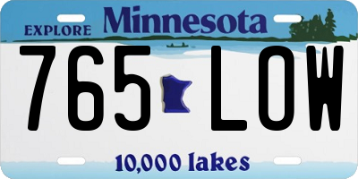 MN license plate 765LOW