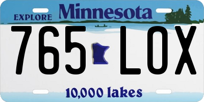 MN license plate 765LOX
