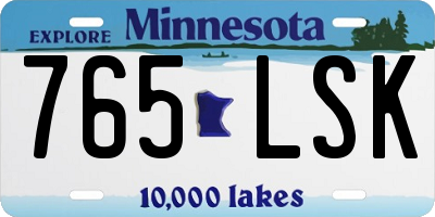 MN license plate 765LSK