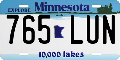 MN license plate 765LUN