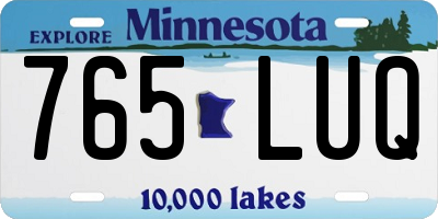 MN license plate 765LUQ