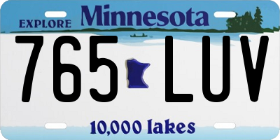 MN license plate 765LUV