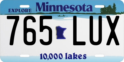 MN license plate 765LUX