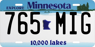 MN license plate 765MIG