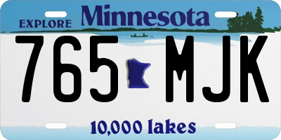 MN license plate 765MJK