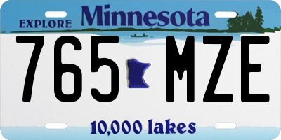 MN license plate 765MZE