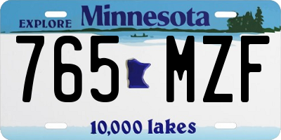MN license plate 765MZF