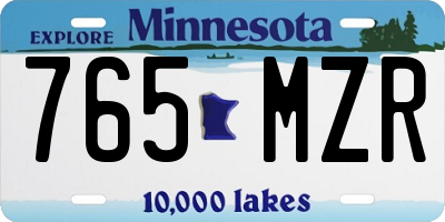 MN license plate 765MZR